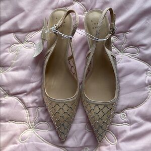 Slingback Rhinestone Kitten Heels